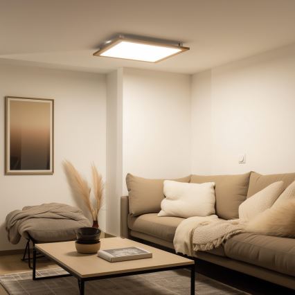 Eglo - Panel LED de superficie SALOBRENA WOOD, 31 W, 230 V, 64 x 64 cm, marrón