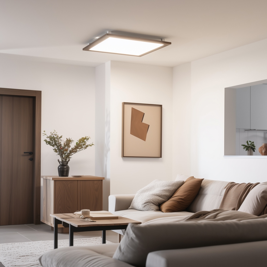 Eglo - Panel LED de superficie SALOBRENA-RW WOOD LED/34W/230V 2700/4000K 64x64 cm marrón oscuro