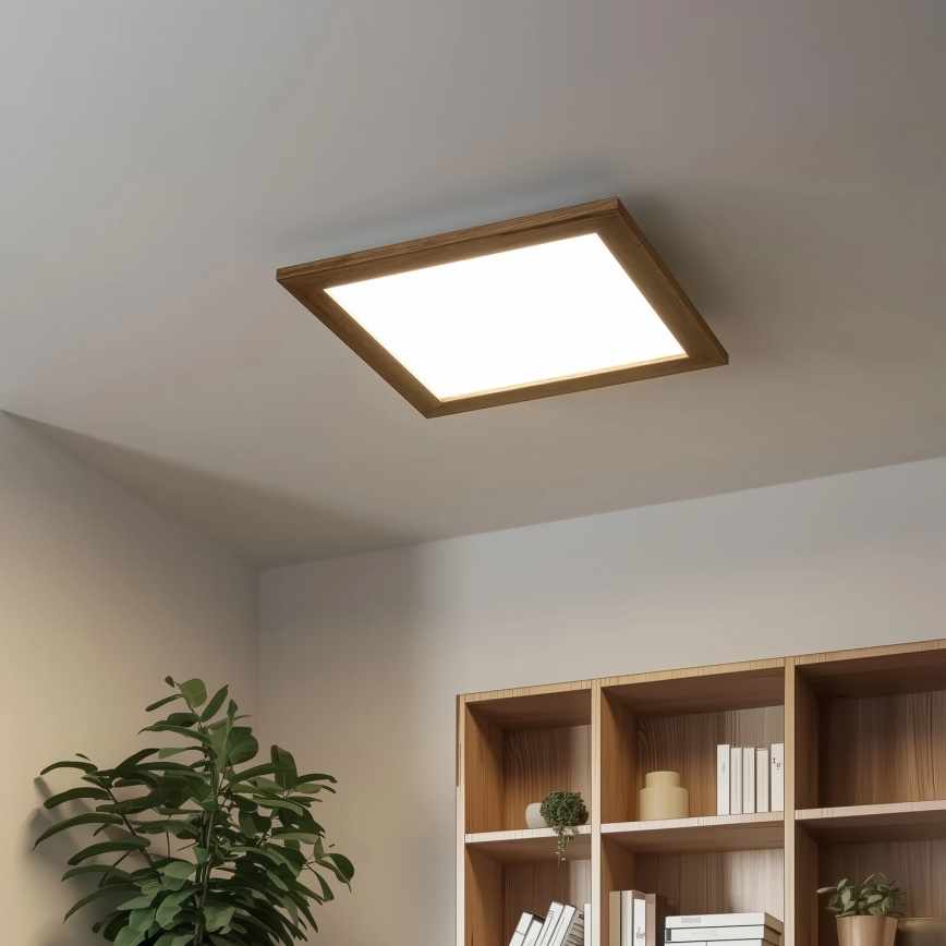 Eglo - Panel LED RGBW regulable de superficie SALOBRENA-C WOOD LED/21W/230V 2700-6500K 49,5x49,5 cm marrón + control remoto