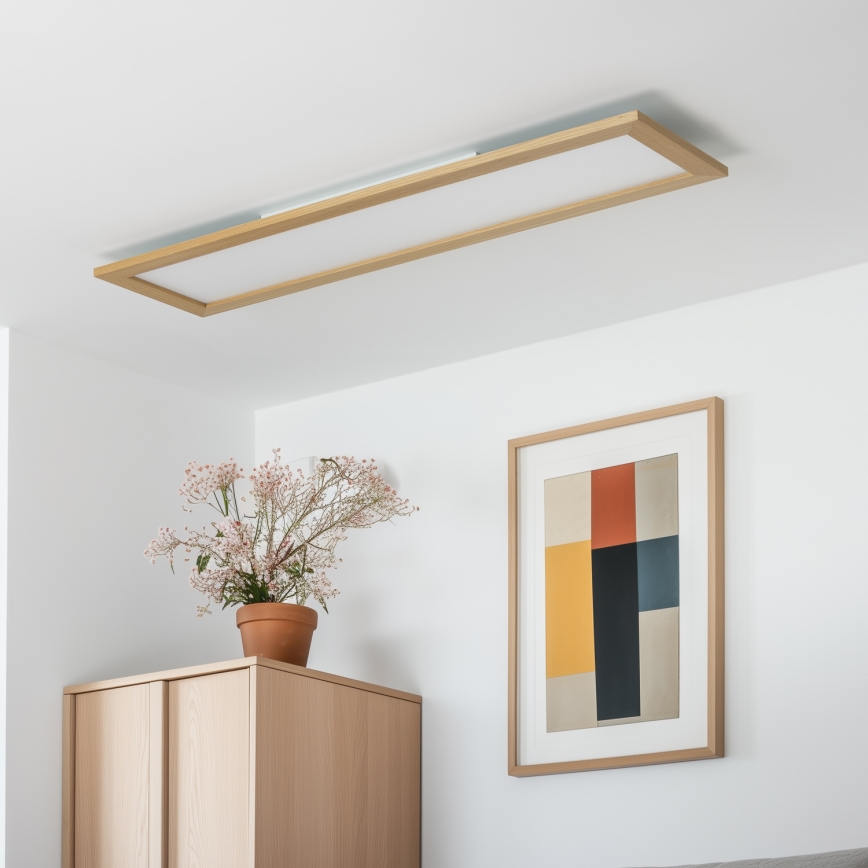 Eglo - Panel LED RGBW regulable de superficie SALOBRENA-C WOOD LED/34W/230V 2700-6500K 34x124 cm marrón + mando a distancia