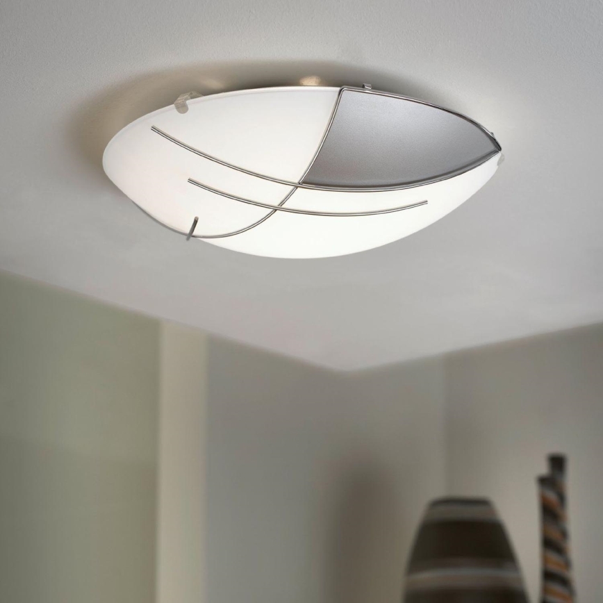 Eglo - Plafón 1 x E27/60W plateado / blanco