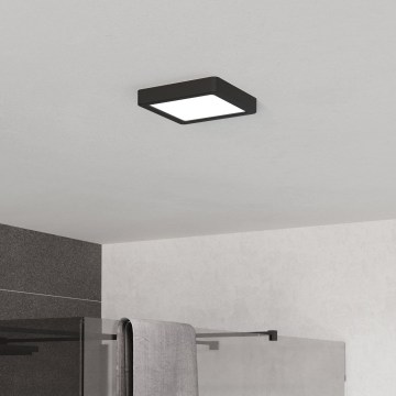 Eglo - Plafón LED para baño, 7 W, 230 V, 15 x 15 cm, IP44, negro
