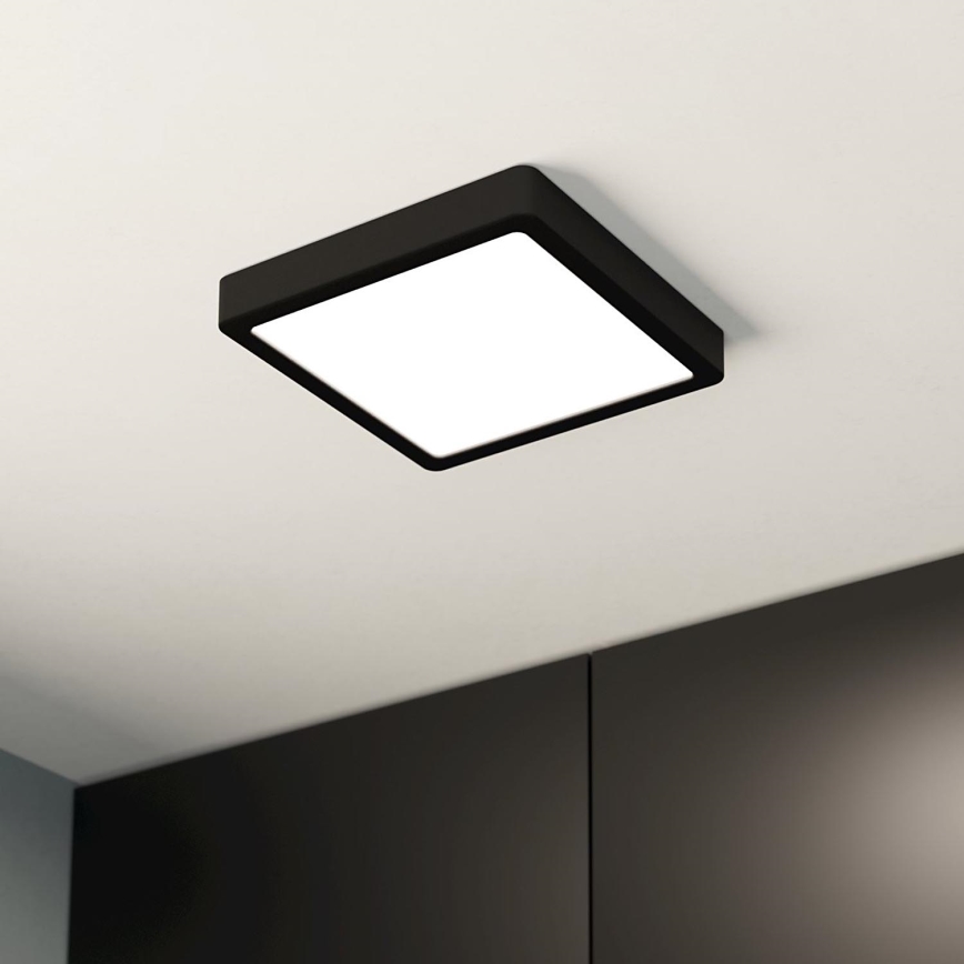 Eglo - Plafón LED para baño LED/17W/230V IP44 negro 21x21 cm