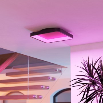 Eglo - Plafón LED RGBW regulable LED/20W/230V 2700-6500K 35x35 cm negro