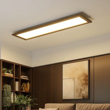 Eglo - panel LED RGBW regulable de superficie SALOBRENA-C WOOD LED/34W/230V 2700-6500K 34x124 cm marrón oscuro + mando a distancia