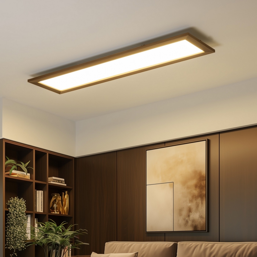 Eglo - panel LED RGBW regulable de superficie SALOBRENA-C WOOD LED/34W/230V 2700-6500K 34x124 cm marrón oscuro + mando a distancia