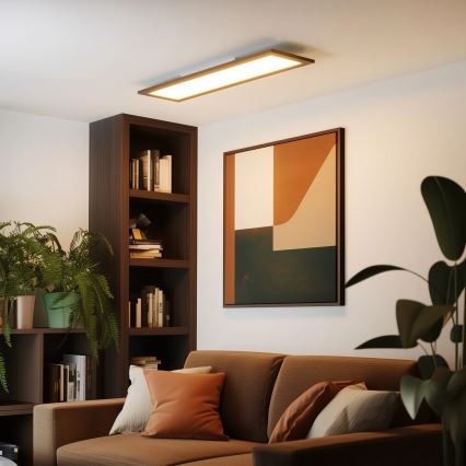 Eglo - panel LED RGBW regulable de superficie SALOBRENA-C WOOD LED/34W/230V 2700-6500K 34x124 cm marrón oscuro + mando a distancia