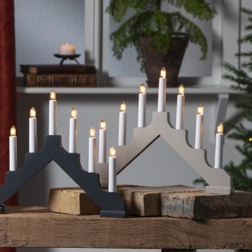 Eglo - Portavelas navideño 7xE10/3W/230V gris