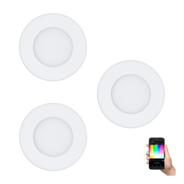 Eglo - Set de 3 downlights empotrables LED RGB regulables FUEVA-C LED/3W/230V, diámetro 8,5 cm