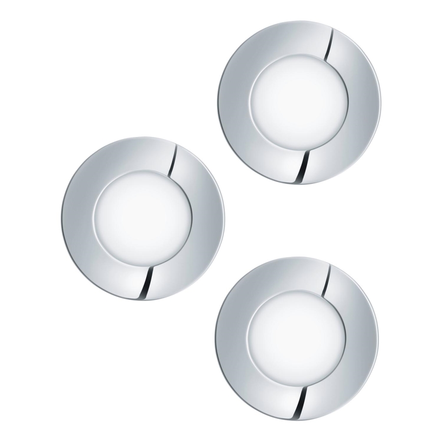 Eglo - Set de 3 luminarias empotrables LED para baño FUEVA 1xLED/2,8W/230V IP44, acabado cromado brillante, Ø 8,5 cm