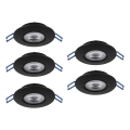 Eglo - Set de 5 downlights empotrables LED 4,9 W / 230 V, 2700/4000/6500 K, Ø 9 cm, negro