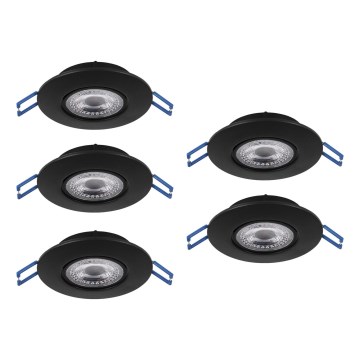 Eglo - Set de 5 downlights empotrables LED 4,9 W / 230 V, 2700/4000/6500 K, Ø 9 cm, negro
