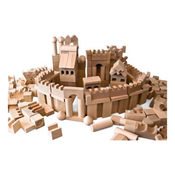 EkoToys - Bloques de madera natural 220 piezas