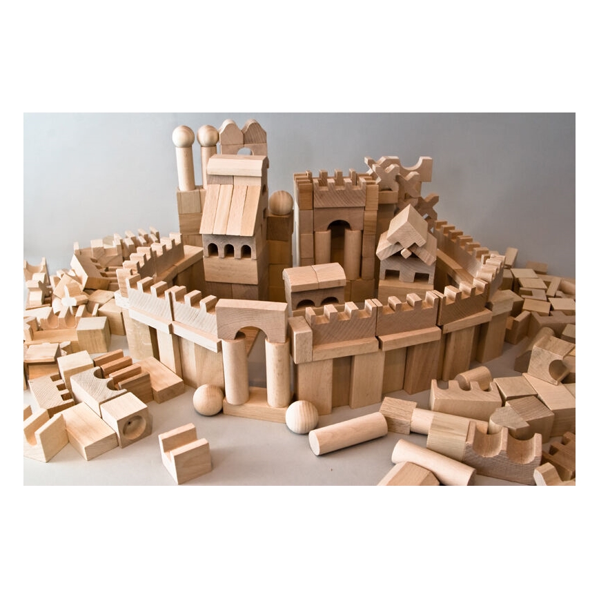 EkoToys - Bloques de madera natural 220 piezas