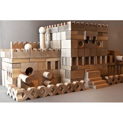 EkoToys - Bloques de madera natural 220 piezas