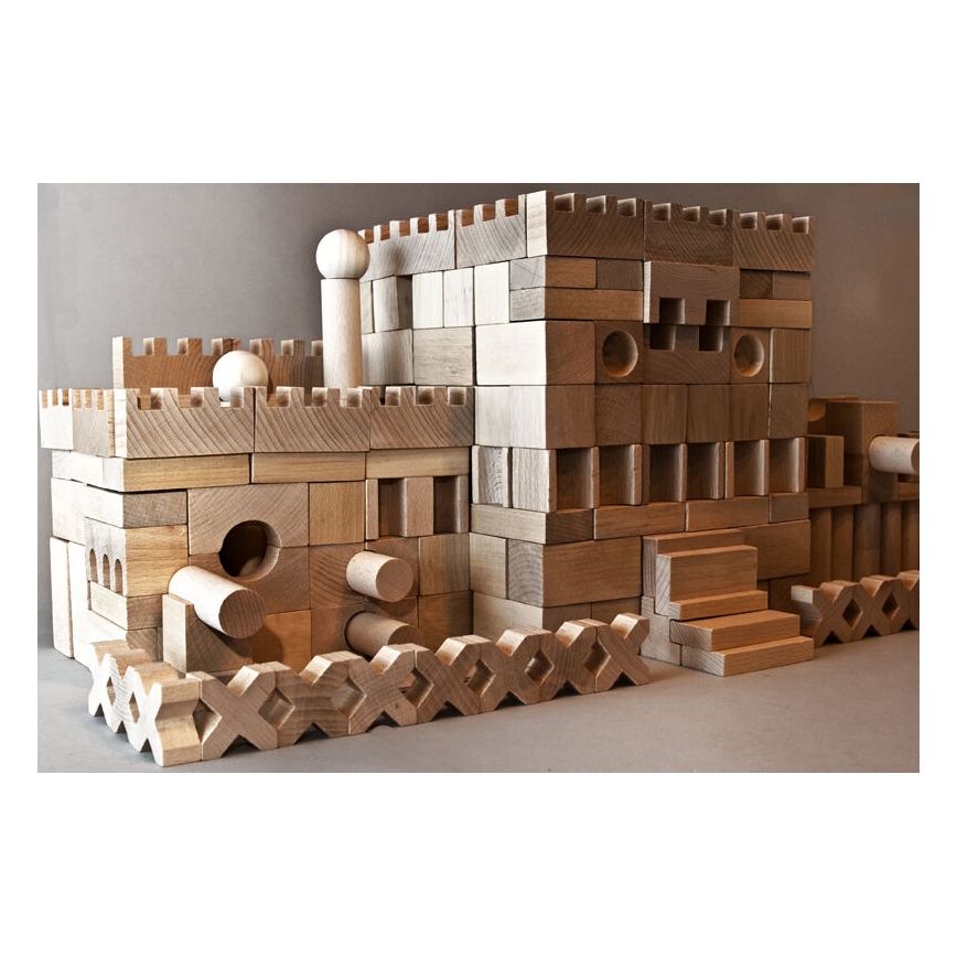 EkoToys - Bloques de madera natural 220 piezas