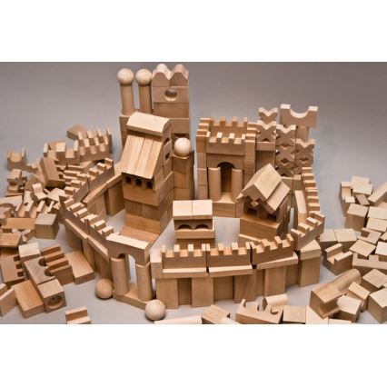 EkoToys - Bloques de madera natural 220 piezas