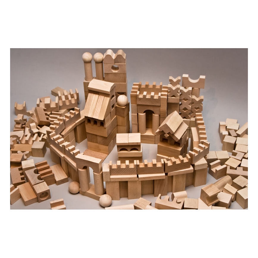 EkoToys - Bloques de madera natural 220 piezas