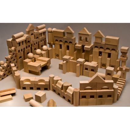 EkoToys - Bloques de madera natural 220 piezas