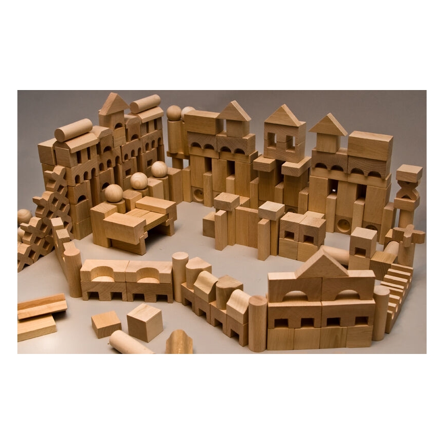 EkoToys - Bloques de madera natural 220 piezas