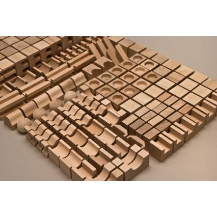 EkoToys - Bloques de madera natural 220 piezas
