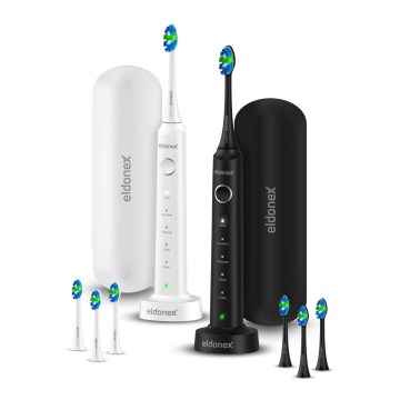 ELDONEX ETB-1010-BW - Juego de 2 cepillos sónicos SonicPro DuoPack IPX7 negro + blanco