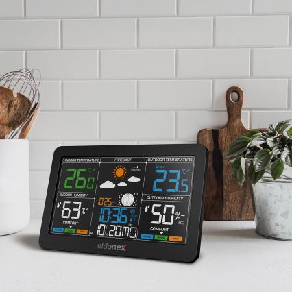 ELDONEX EWS-1010-BK - Estacion meteorologica con pantalla LCD 2xAAA negro