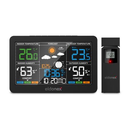 ELDONEX EWS-1010-BK - Estacion meteorologica con pantalla LCD 2xAAA negro