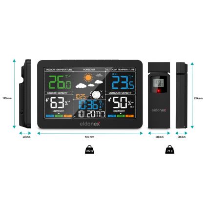 ELDONEX EWS-1010-BK - Estacion meteorologica con pantalla LCD 2xAAA negro