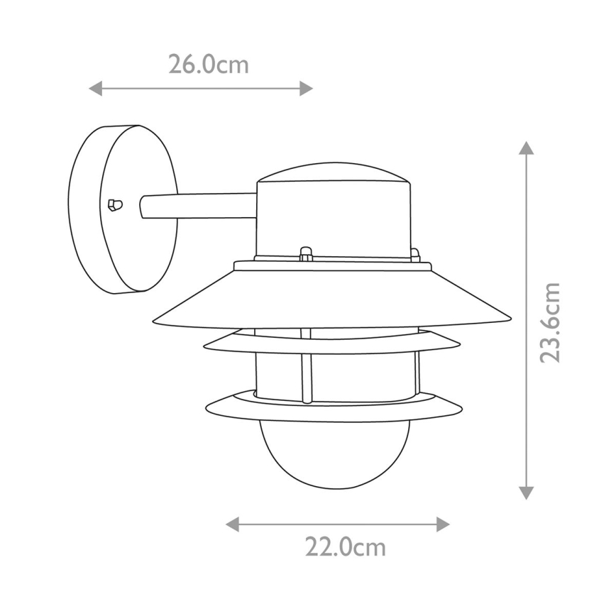 Elstead - Aplique de pared exterior COPENHAGEN 1xE27/60W/230V IP44