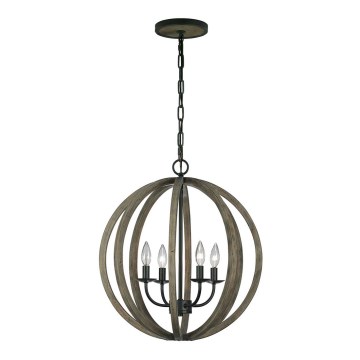Elstead FE-ALLIER-4P-WW - Lámpara colgante con cadena ALLIER 4xE14/60W/230V roble