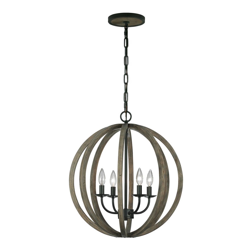 Elstead FE-ALLIER-4P-WW - Lámpara colgante con cadena ALLIER 4xE14/60W/230V roble