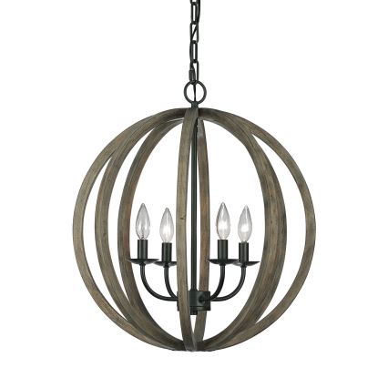 Elstead FE-ALLIER-4P-WW - Lámpara colgante con cadena ALLIER 4xE14/60W/230V roble