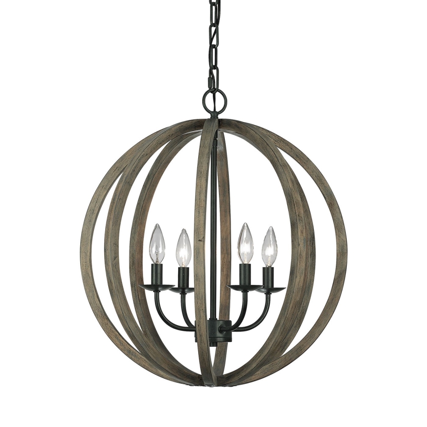 Elstead FE-ALLIER-4P-WW - Lámpara colgante con cadena ALLIER 4xE14/60W/230V roble