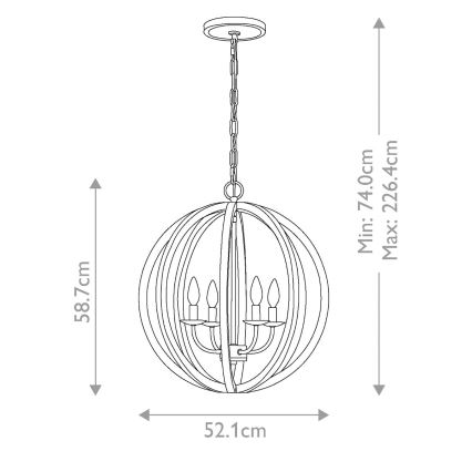 Elstead FE-ALLIER-4P-WW - Lámpara colgante con cadena ALLIER 4xE14/60W/230V roble
