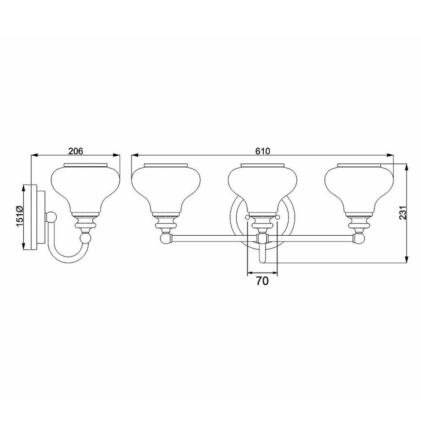 Elstead - Aplique LED de baño AINSLEY 3xG9/3W/230V IP44