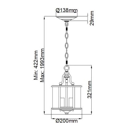 Elstead HK-GENTRY-P-S-PW - Lámpara colgante con cadena GENTRY 3xE14/60W/230V
