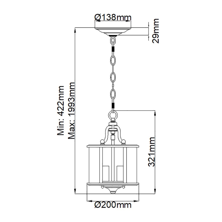 Elstead HK-GENTRY-P-S-PW - Lámpara colgante con cadena GENTRY 3xE14/60W/230V