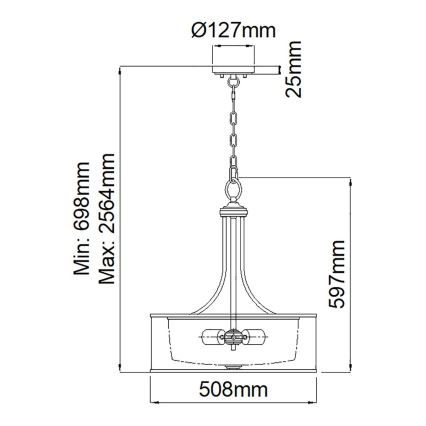 Elstead KL-LACEY-P-L-MB - Lámpara colgante con cadena LACEY 4xE27/60W/230V