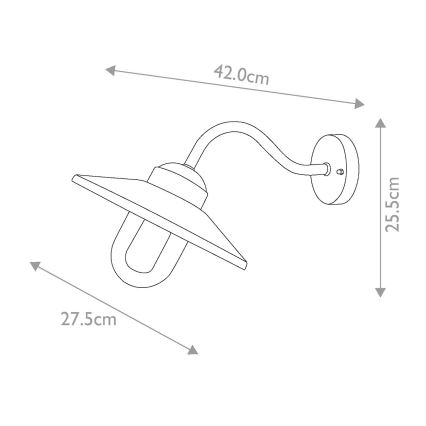 Elstead - Aplique de pared exterior KLAMPENBORG 1xE27/60W/230V IP44 rojo