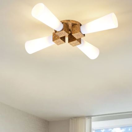 Elstead - Lámpara de techo con varilla KRISTY 4xE27/40W/230V en acabado cobre