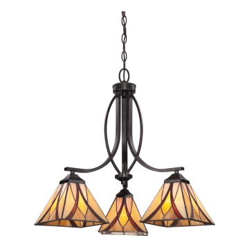 Elstead - Lámpara colgante con cadena estilo Tiffany ASHEVILLE 3xE27/60W/230V