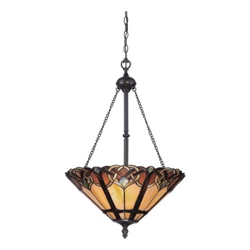 Elstead - Lámpara colgante con cadena Tiffany BELLE 3xE27/100W/230V