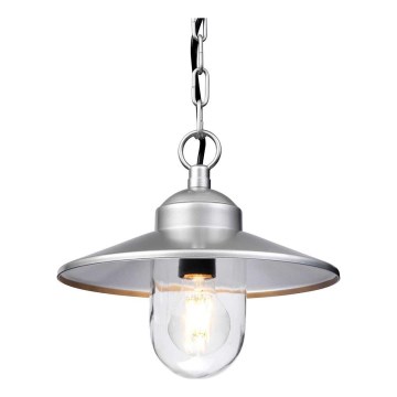 Elstead - Lámpara colgante exterior con cadena KLAMPENBORG 1xE27/60W/230V IP44 cromo mate