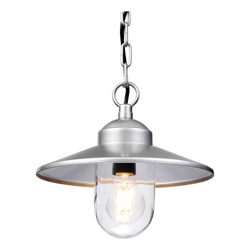 Elstead - Lámpara colgante exterior con cadena KLAMPENBORG 1xE27/60W/230V IP44 cromo mate