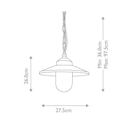Elstead - Lámpara colgante para exterior KLAMPENBORG 1xE27/60W/230V IP44