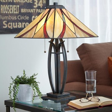 Elstead - Lámpara de sobremesa Tiffany ASHEVILLE 2xE27/60W/230V