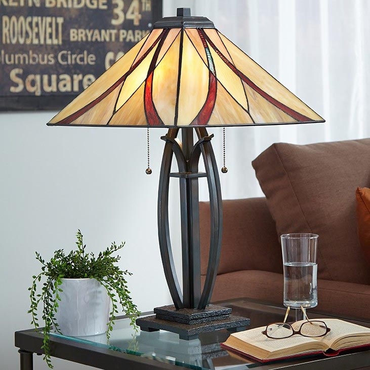 Elstead - Lámpara de sobremesa Tiffany ASHEVILLE 2xE27/60W/230V