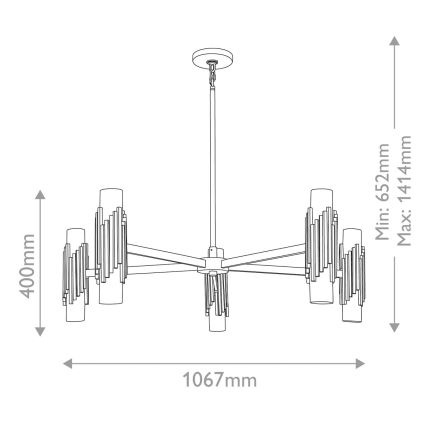 Elstead - Lámpara colgante con varilla MARVELE 10xE14/40W/230V dorada