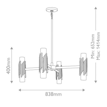 Elstead - Lámpara de techo con varilla MARVELE 8xE14/40W/230V dorada
